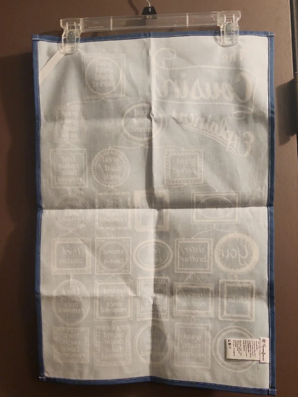 The Cousin Explainer Tea Towel Linen/Cotton Red/Blue/Charcoal